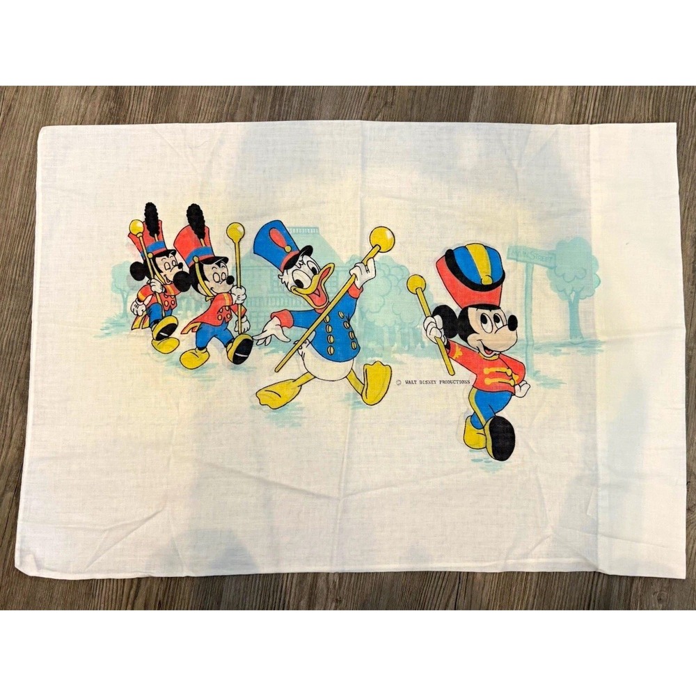 Vintage Disney Mickey Mouse Donald Duck Marching Band Standard Pillowcase